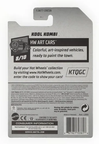 Vista 2 de Hot Wheels 2018 50 aniversario Hw Art Cars - Kool Kombi (gris)