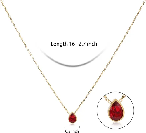 Vista 2 de Badu Collar con piedras preciosas creadas en oro de 18 quilates de 0.276 x 0.394in para mujer, solitario, circonita cúbica, joyería para el día