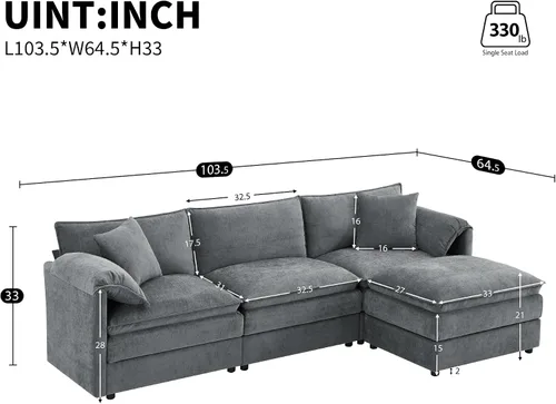 Vista 79 de Moderno sofá modular en forma de U con almohadas para la cintura, sofá cama con diván, sofá tapizado simétrico de felpilla de 6 asientos para sala