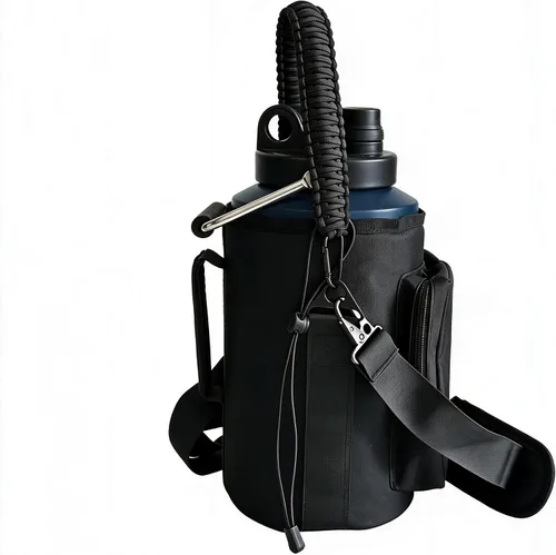 Vista 17 de Botella de agua de 1 galón aislada con popote, botella de agua de acero inoxidable de 128 onzas, boca ancha, doble vacío, apta para lavavajillas