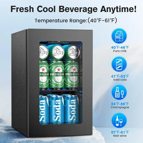 Vista 4 de Electactic - Refrigerador para bebidas de 24 latas, mini refrigerador de mostrador para refrescos, cerveza en lata, control de temperatura digital