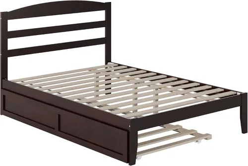 Vista 11 de AFI, Warren - Cama de plataforma matrimonial con cama nido individual, color espresso