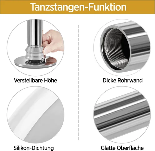 Vista 6 de Yaheetech Pole Dance Pole 45mm Indoor Dance Pole 216.5-275cm H Silver