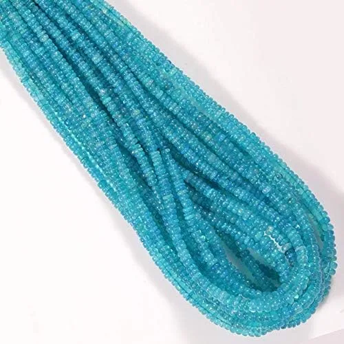 Vista 2 de NirvanaIN Hilo de ópalo etíope azul ópalo cuentas de piedras preciosas azules para hacer joyas, cuentas suaves y rondelles, briolettes de ópalo