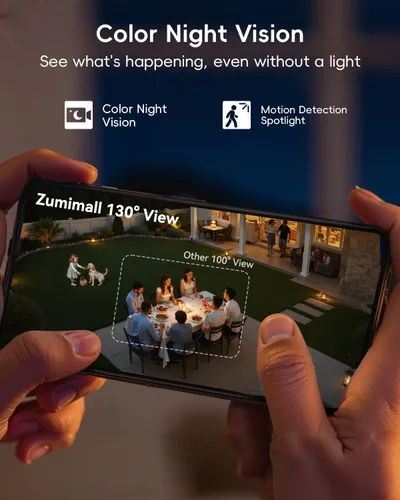 Vista 3 de Cámaras de seguridad ZUMIMALL inalámbricas para exteriores, 2 paquetes, cámaras 2K para seguridad del hogar, cámara para exteriores/interiores
