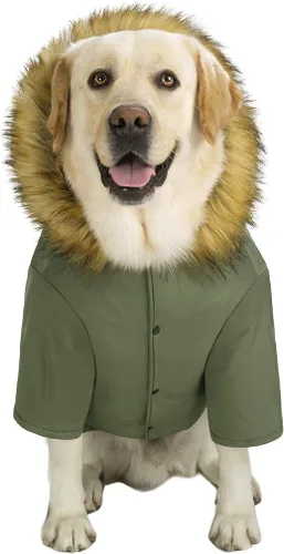 Vista 3 de Chaqueta grande con capucha para perro, impermeable, ropa cálida reflectante para perros, ropa gruesa acolchada para perros medianos y grandes