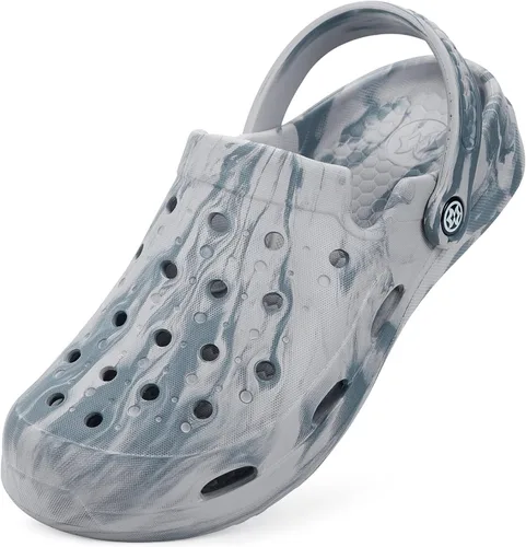 Vista 2 de Eagsouni Zuecos con soporte de arco para mujer y hombre, unisex, para adultos, antideslizantes, para exteriores, playa, color gris, 13-13.5