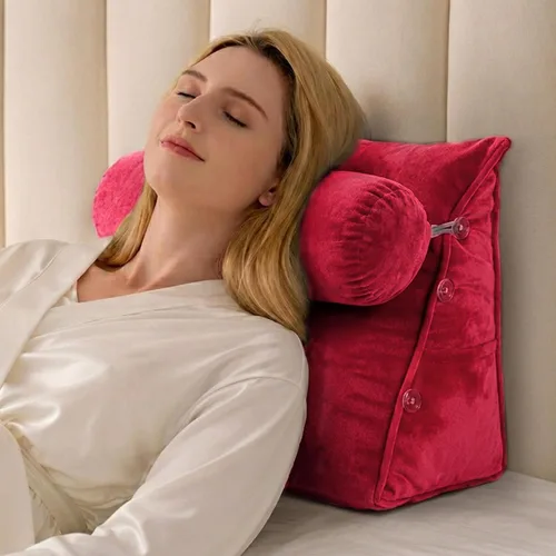 Vista 11 de Cheer Collection Almohada de cuña de lectura, almohada de lectura de cuña ajustable con soporte para el cuello, almohada de respaldo rellena