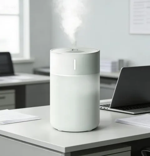 Vista 3 de Humidificador de escritorio con niebla fría, diseño compacto, color blanco