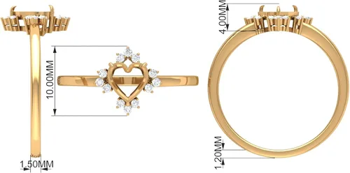 Vista 8 de Anillo de promesa de ónix negro con forma de corazón certificado con moissanita 1 pieza Calidad AAA
