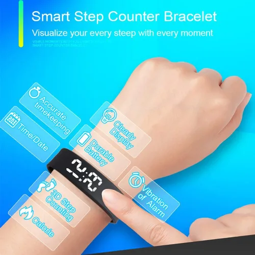 Vista 2 de Reloj digital deportivo impermeable para hombre reloj despertador podómetro con calorías rastreadores de fitness reloj inteligente ligero reloj
