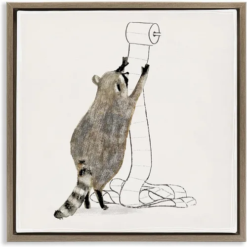 Vista 11 de Papel higiénico de mapache Humor, 12 x 12 pulgadas enmarcado Giclée Print Blanco costero (Texturado)