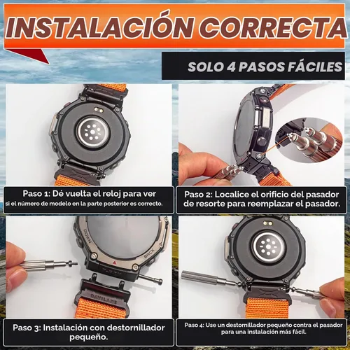 Vista 5 de Correa de reloj de nailon de 0.866 in compatible con Amazfit T-Rex 3, diseño de parches militares, resistente correa de repuesto deportiva