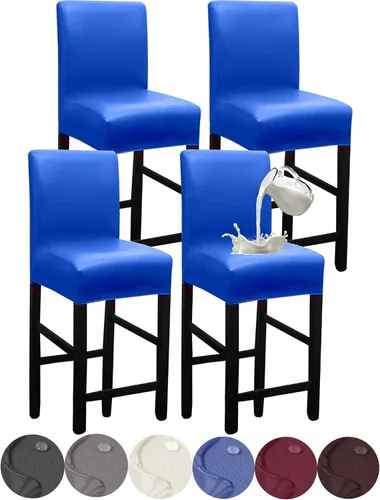 Vista 16 de HFCNMY - 2 fundas elásticas impermeables para taburete de bar con respaldo, fundas para silla de bar con banda elástica, color beige