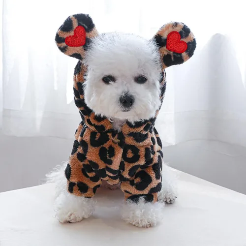 Vista 3 de Sudaderas con capucha para perros, pijamas para perros, overoles para mascotas, otoño e invierno, suéter cálido para perro, sudadera con lindo