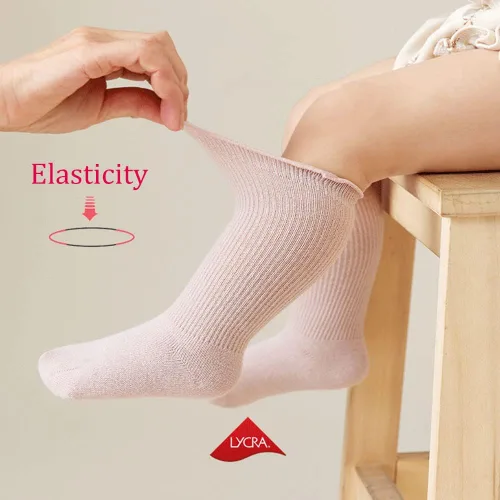 Vista 2 de hwojjha Calcetines para bebés y niñas pequeñas, con volantes, calcetines de vestir con volantes, calcetines antideslizantes para bebés, lindos