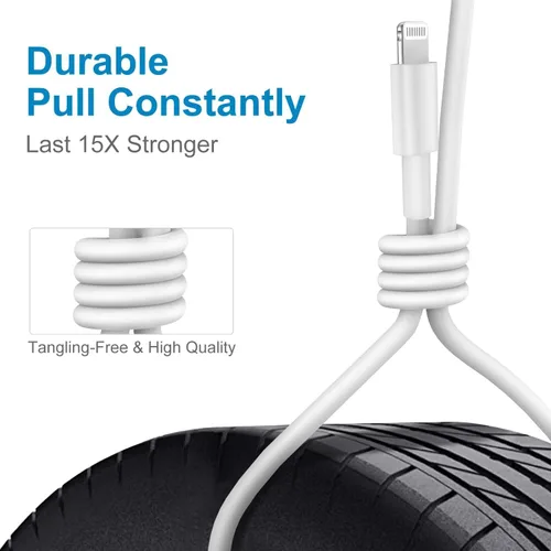 Vista 6 de Cargador para iPhone de carga rápida, paquete de 2 bloques de adaptador de cargador de pared USB C de 3 metros con cable USB C a Lightning de carga