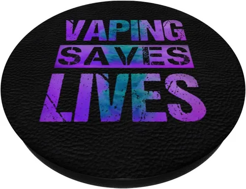 Vista 2 de Vaping Saves Lives - Soporte para teléfonos y tabletas, color morado y verde azulado, Negro