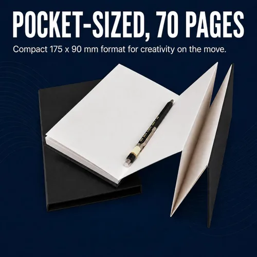 Vista 5 de Seawhite Pocket Concertina Sketchbook in Case 7x3.5 in (175mm x 90mm) Cartucho de papel de 4.94 oz/m², 38 páginas. Diario portátil de tapa dura