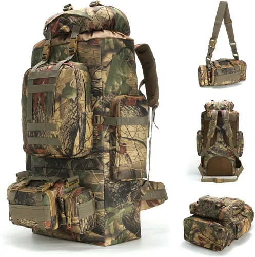Vista 8 de King'sGuard 100L Camping Senderismo Mochila Molle Mochila Militar Camping Mochila Mochila