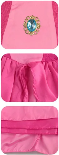 Vista 6 de Disfraz de princesa melocotón para mujer, vestido de princesa melocotón con aretes de corona