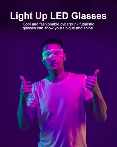 Vista 7 de JIMIMORO Gafas de sol Cyberpunk futuristas para rave, cosplay, fiesta, niños y adultos