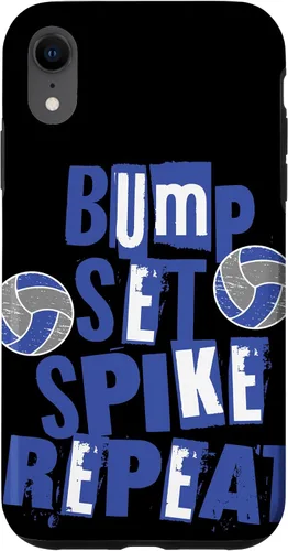 Vista 8 de iPhone 15 Parents Girls Volleyball Bump Set Spike Repeat Blue & White Case