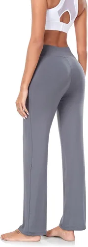 Vista 2 de ADANIKI Pantalones de yoga para mujer con bolsillos, pantalones de cintura alta con corte de bota y pierna recta para mujer, pantalones deportivos