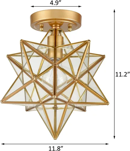 Vista 7 de Lámpara de techo de latón Moravian Star Light con cristal transparente