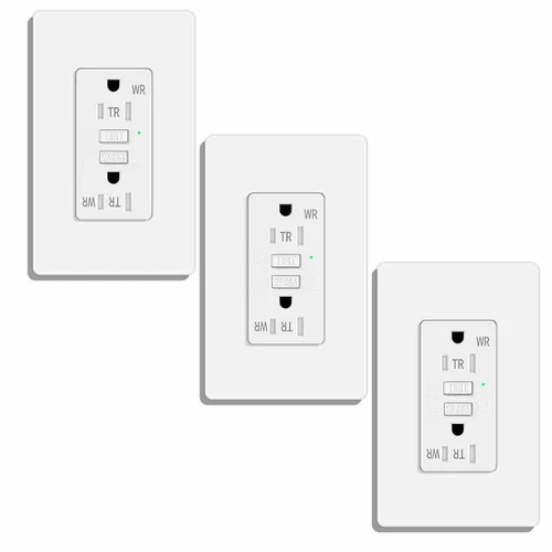 Vista 43 de 15 Amp GFCI Outlet with USB C Ports & USB-A, 1PCS 24W Self-Testing GFCI USB Combo with LED Indicator, Tamper Resistant for Kitchen & Bathroom