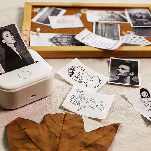 Vista 7 de Memoking T02 - Impresora térmica Bluetooth de bolsillo con papel térmico blanco, adhesivo de 2 años, 1.969 in x 11.5 ft, compatible con iOS y Android