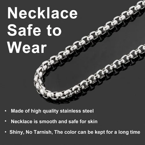 Vista 5 de SANNYRA Stainless Steel Rolo Chain Necklace Square Rolo Chains for Men Women