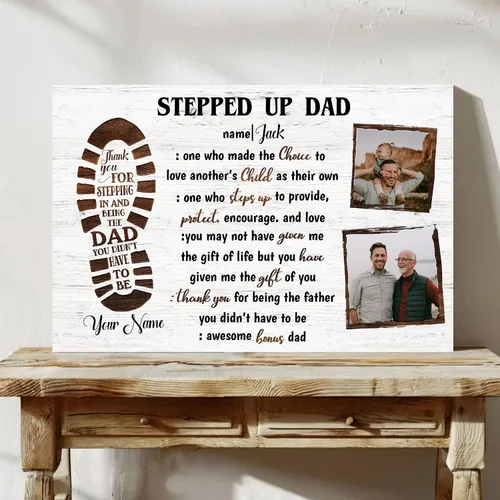 Vista 8 de Lienzo personalizado para papá con fotos, lienzo para el día del padre de parte de la hija, regalos de papá de parte de un hijo, arte de pared feliz