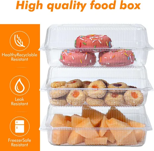 Vista 3 de MANSHU 100 recipientes de plástico transparente para llevar, recipiente desechable de postre con tapa, para ensaladas, pasta, sándwiches