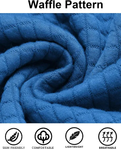 Vista 5 de COOFANDY Sudadera con capucha para hombre, casual, de manga larga, con cordón y punto gofre