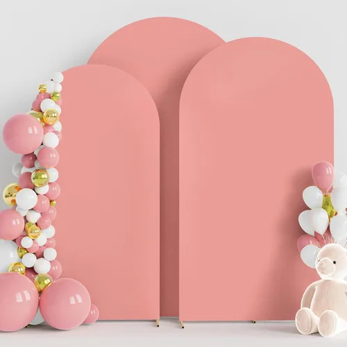 Vista 43 de Wokceer - Juego de 3 fundas de arco para telón de fondo, color beige 6FT,5FT,4FT Spandex Fitted Balloon Arch Cover Round Top Chiara Backdrop Cover