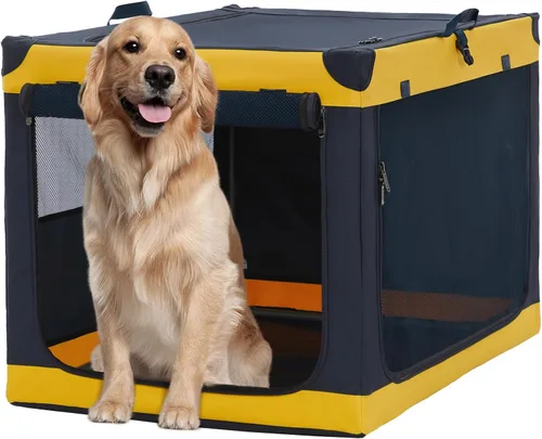 Vista 14 de Jaula suave de 36 pulgadas para perros grandes, perrera de viaje portátil con cremalleras bloqueables, base impermeable, funda lavable, marco