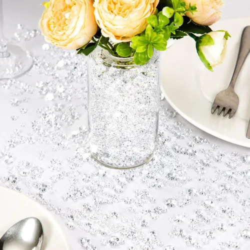 Vista 5 de 8700 piezas de confeti de mesa de diamante transparente, rellenos de jarrón Acrylic Vase Fillers, Fake Crystal Gems, Wedding & Bridal Shower
