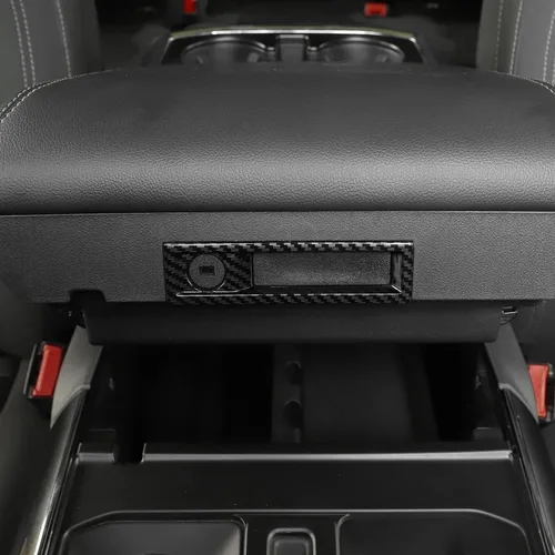 Vista 5 de Jimen Compatible con Ford F150 2021-2023, consola central reposabrazos caja interruptor botón cubierta marco (fibra de carbono)