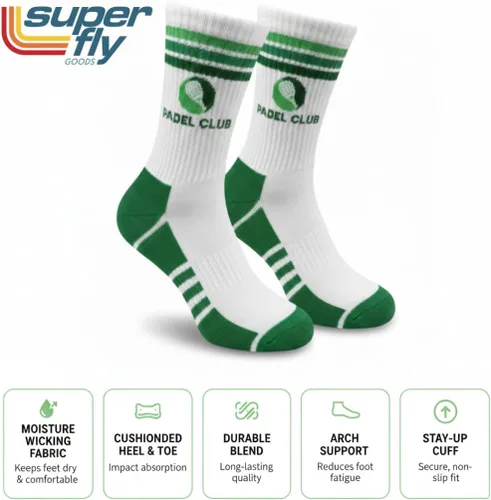 Vista 6 de Calcetines de rendimiento Super Fly Goods para hombres y mujeres, calcetines atléticos novedosos unisex para deportes, golf, tenis, pickleball, yoga