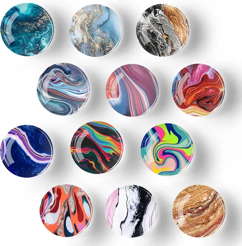 Vista 12 de 12 piezas de imanes de nevera de vidrio con fuerte magnetismo, adhesivo para nevera, decoración de nevera de cristal de estilo bohemio