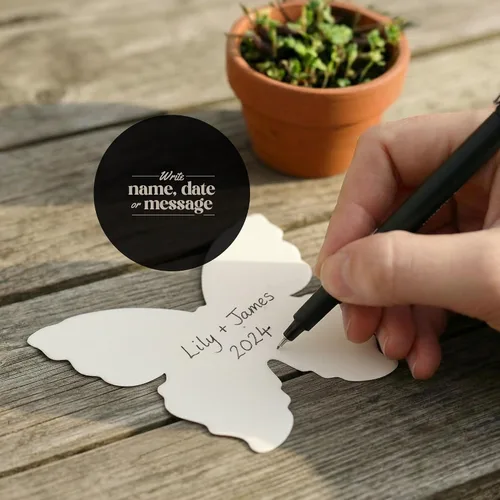 Vista 5 de Juego de 12 hojas de semillas de mariposa rosadas, flores silvestres para escribir y plantar con sobres y guías de plantación, regalo para madres