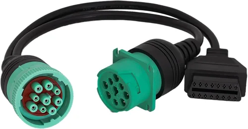 Vista 8 de Cable adaptador hembra J1939 de 9 pines a OBD 2, funciona con escáner de diagnóstico de camión tipo 2 verde J1939 conector de diagnóstico, OBD a 9