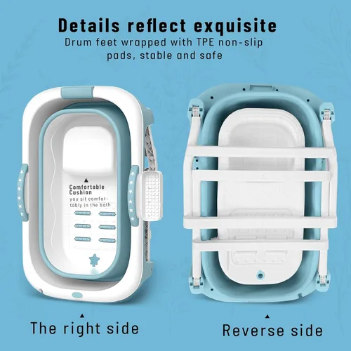 Vista 5 de Foldable Portable Soaking Tub, Collapsible Bathtub with Thermal Cover Gray