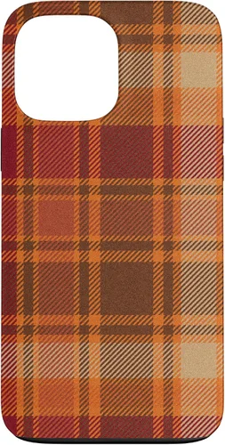 Vista 23 de iPhone 16 Vintage Halloween Naranja Rojo Plaid Otoño Calabazas Caso