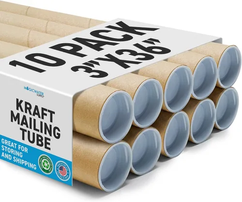 Vista 9 de MagicWater Supply Tubo de correo – 3 pulgadas x 36 pulgadas – Kraft – Paquete de 2 – para envío y almacenamiento de carteles, artes, manualidades