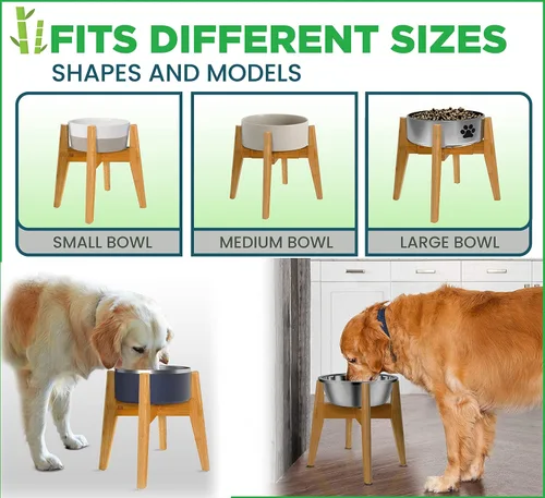 Vista 8 de Soporte para cuenco para perros (12 pulgadas de alto), ideal para razas grandes, ajustable de lado, pies inclinados, eleva, eleva los comederos