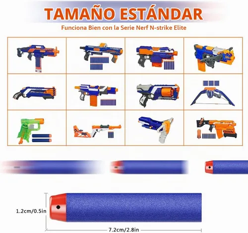 Vista 2 de Balas de dardos de repuesto compatibles con pistolas Nerf N-Strike Elite Series Blaster, 100 unidades Nerf Bullet Dardos de repuesto munición