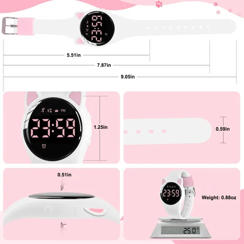 Vista 7 de Relojes digitales para niños y niñas, reloj deportivo con rastreador de fitness, podómetro, reloj despertador, cronómetro, no necesita aplicación