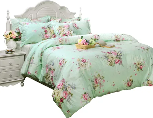 Vista 11 de FADFAY Juego de funda de edredón con estampado floral de roseta, juego de ropa de cama de encaje con volantes para niñas, 3 piezas
